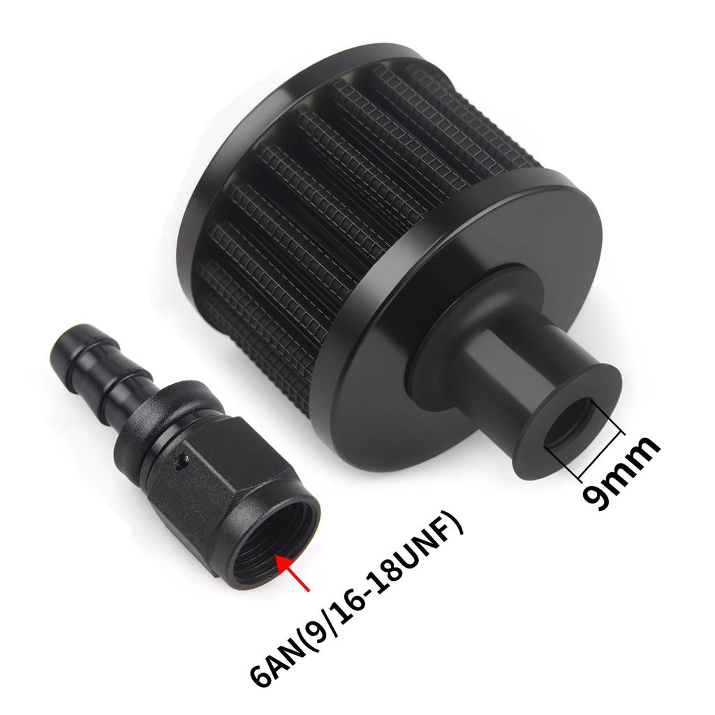 Car/Motorcycle 9/12/15mm Fuel Cell Breather/Vent Air Filter With AN6/8/10 Female Fitting Kit