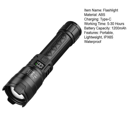 Светодиодный фонарик Супер яркий цифровой дисплей IPX65 Водонепроницаемый перезаряжаемый масштабируемый уличный тактический фонарь для экстренного использования