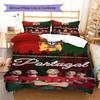 Portugal National Football Team Pattern Bedding,Quilt Set Quilt Cover Pillowcase Home Birthday Gift(1 * duvet cover + 2 * pillowcase, without core)