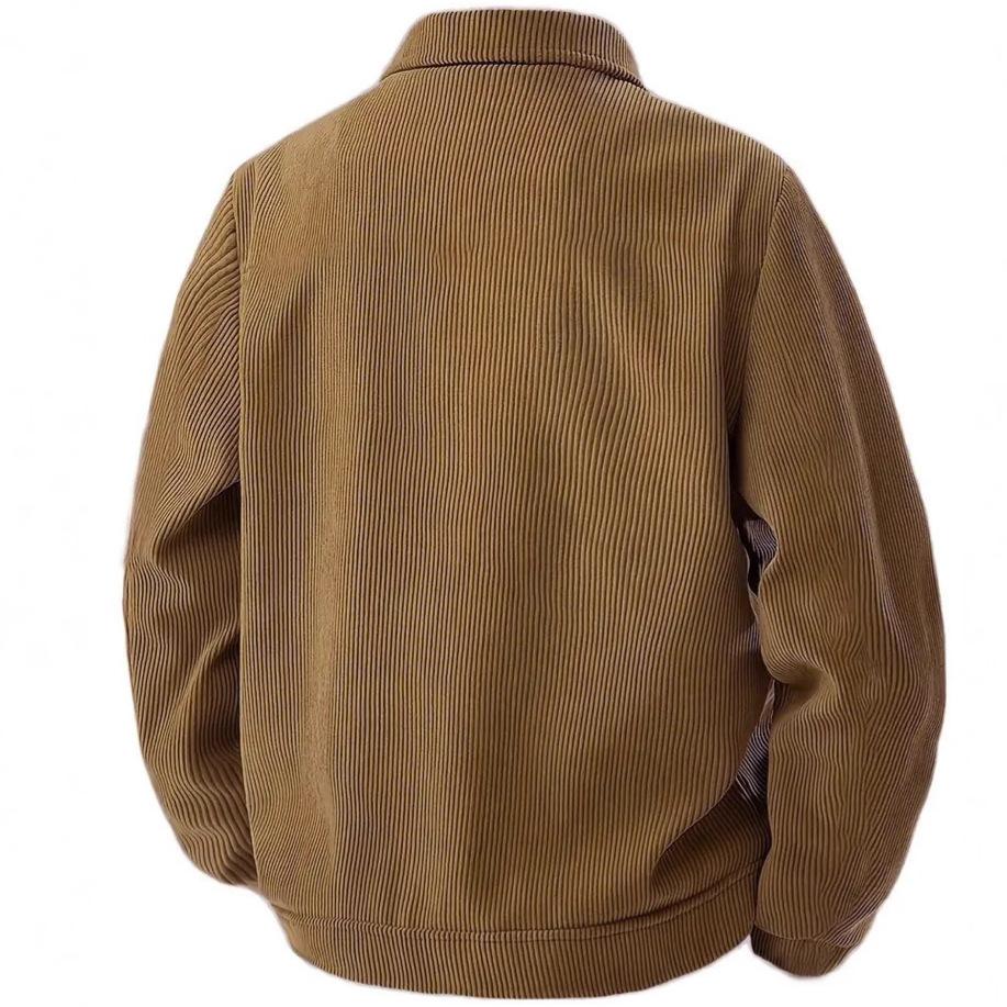 Corduroy Single-breasted Casual Sports Trend Pocket Jacket Men's Lapel Long-sleeved Shirt