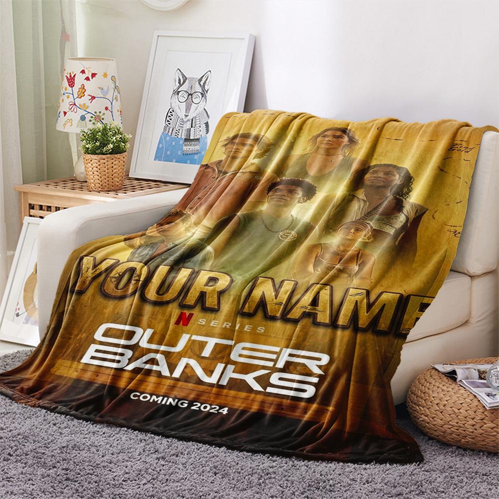 1PC Custom Name Outer Banks Patterned Flannel Blanket Suitable For All Seasons for Home Decor Warmth and Comfort Gifts Holiday Present