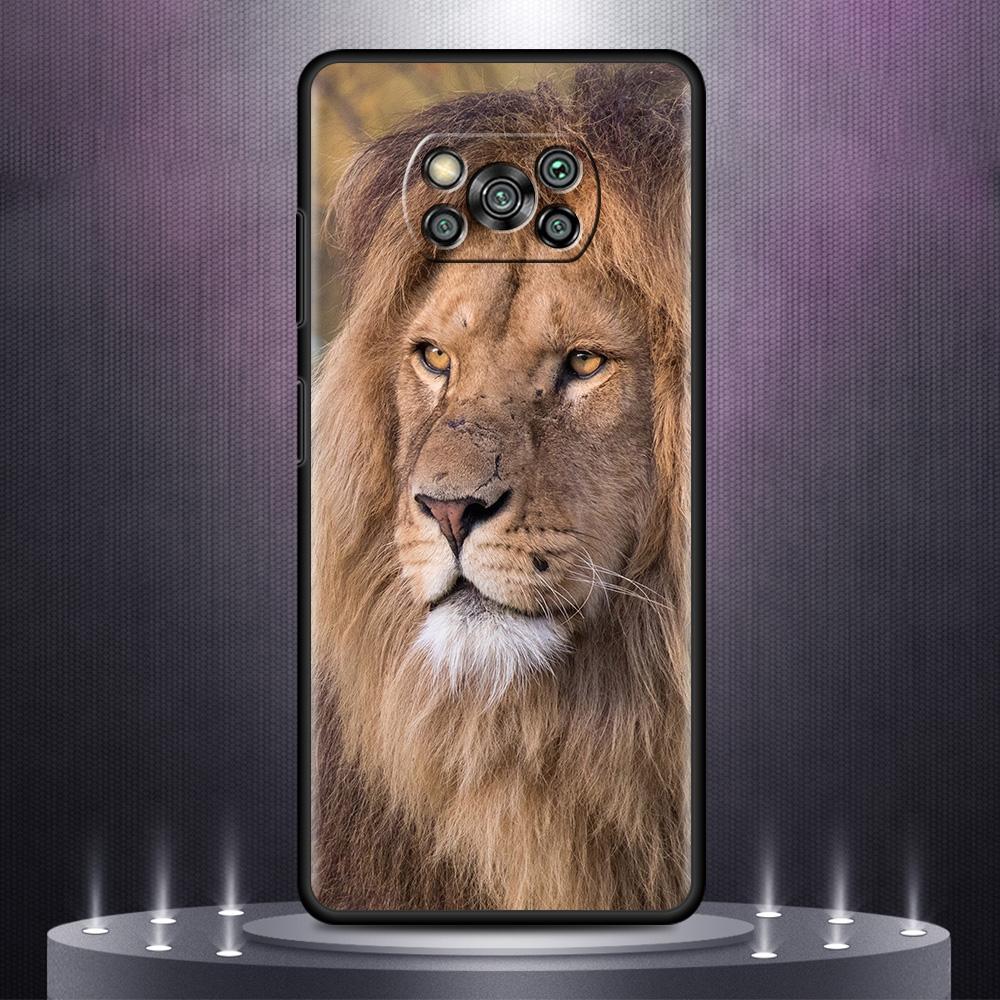 Чехол для телефона Xiaomi Mi Poco X3 NFC 10T Pro 11T 11 Lite Note 10 M3 9T F3 CC9, черный мягкий чехол A2 F1 в виде ракушки, большая кошка, животное, лев