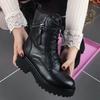 New Style Shoes: Thick-soled, Chunk-heeled Ankle Boots, Versatile Soft Leather Cotton Boots