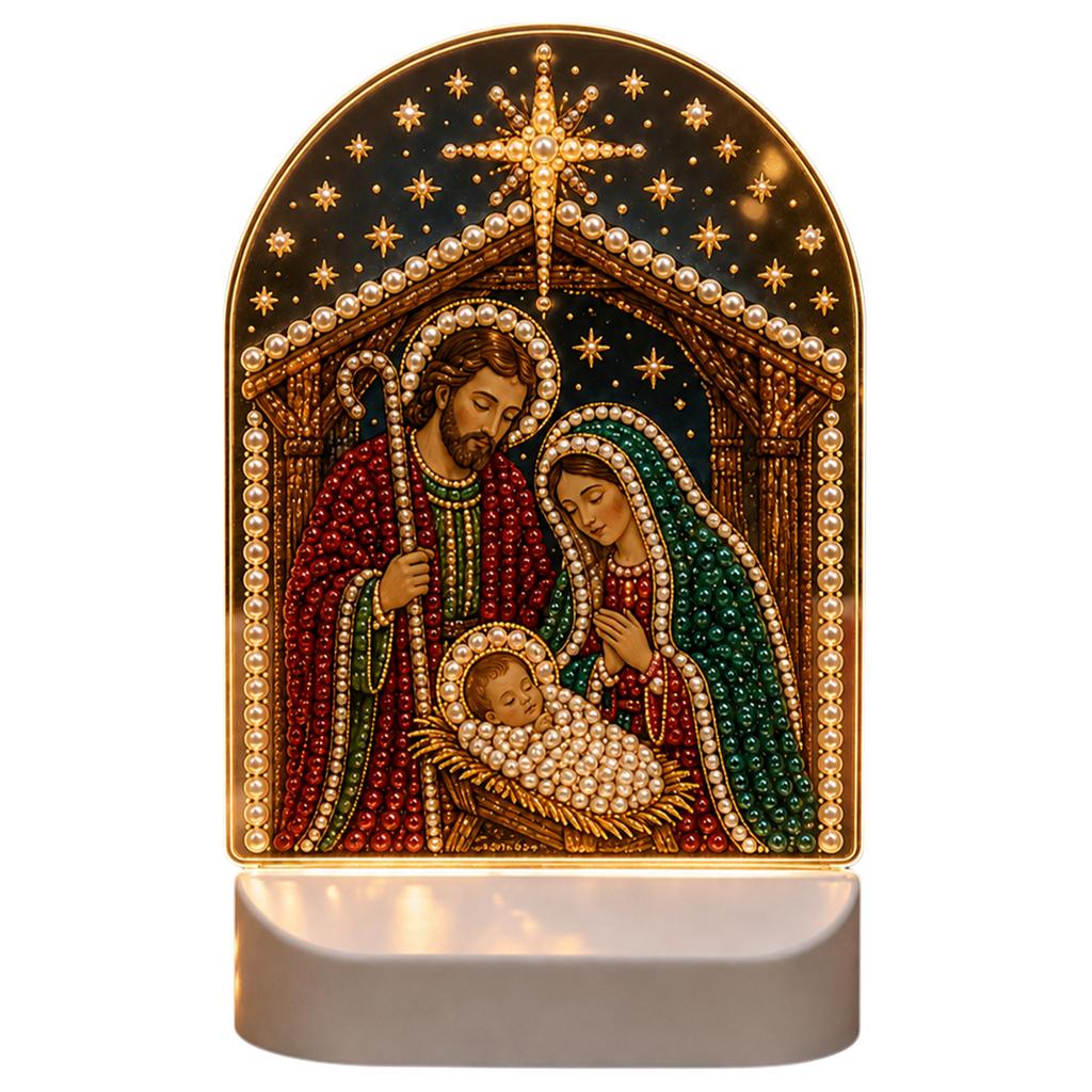 Christmas LED Night Light Decor 5D Diamond Painting Kit Holiday Craft Activity Adults