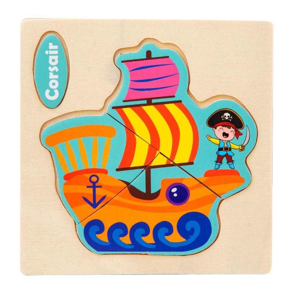 Animal 3D Wooden Puzzle Traffic Jigsaw Toys 3D Animal Jigsaw Cute Baby Montessori Toys