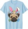 Pug Easter Bunny T-Shirt Cute Dog Wearing Bunny Ears Graphic Tee Spring Holiday Gift