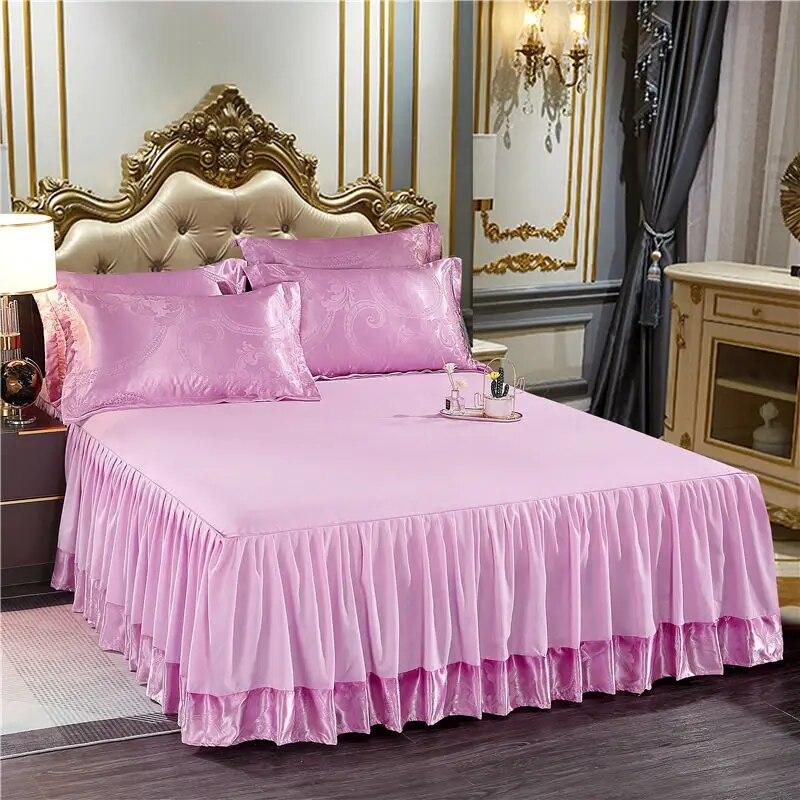 Plush Jacquard Bed Skirt Three-piece Sheet Bed Anti-slip Double Bed Spread Queen King Size Mattress Protective Cover