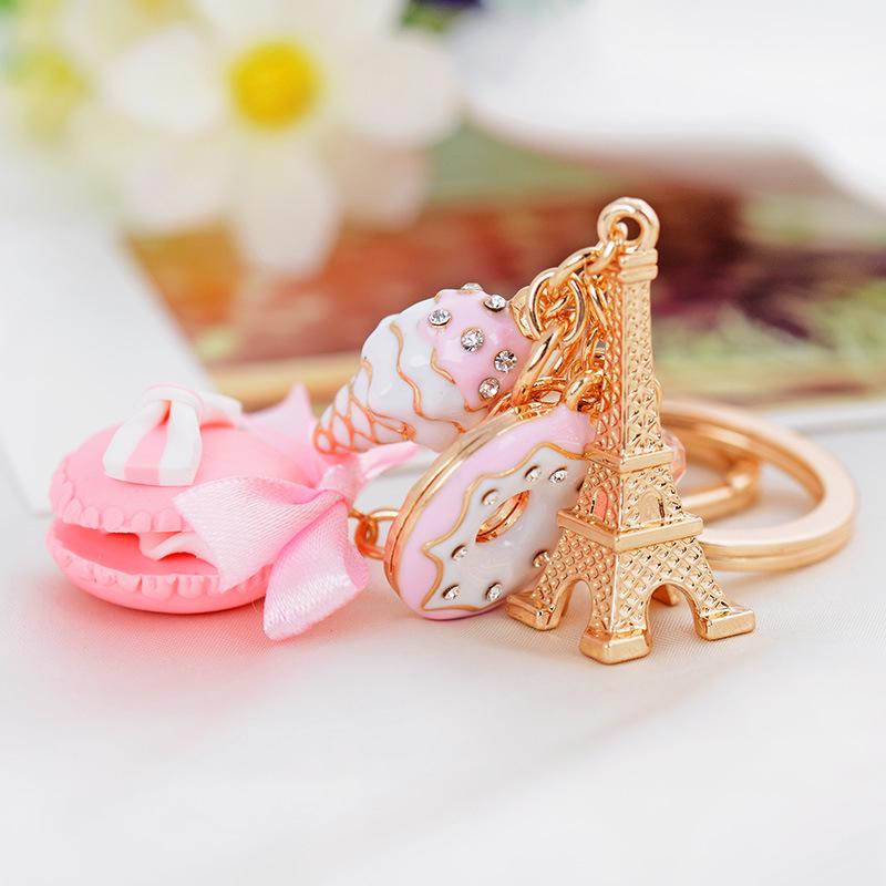 Macaron Cartoon Cookie Keyring 2024 New Korean Cute Resin Food Charms for Lady DIY Jewelry Making Accessories Handmade Keychains