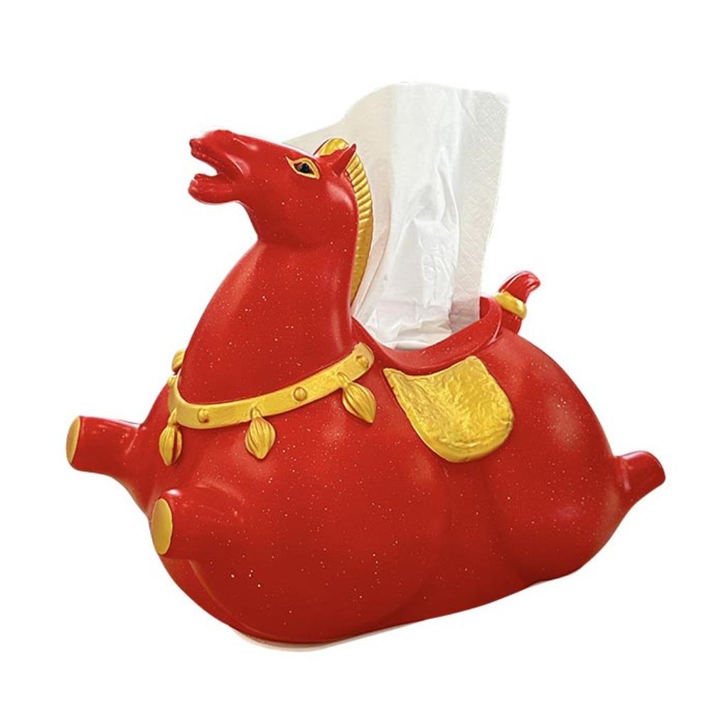 Figure Model Horse Tissue Storage Box Chinese Style Zodiac Horse Model Toy New Year Gift