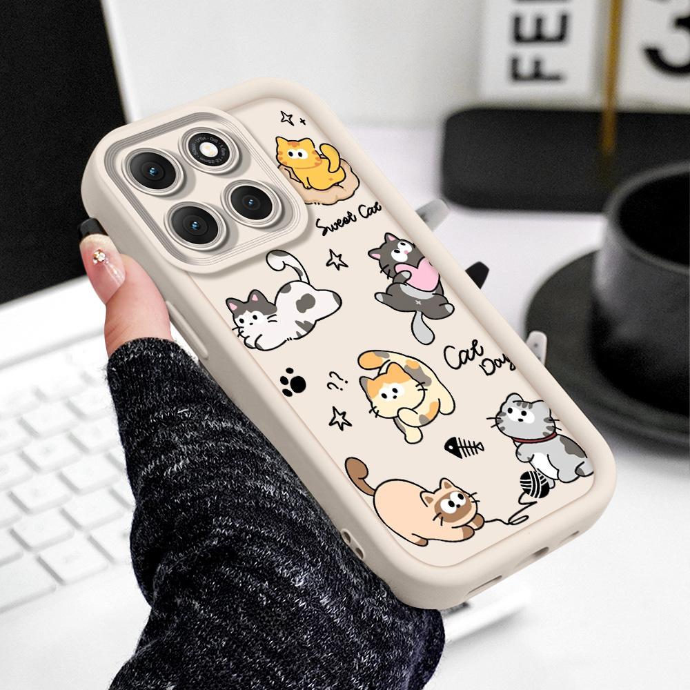 Игровой чехол для телефона с милым котиком для Motorola G86 G85 G84 G75 G60 G56 G54 G53 G52 G35 G34 G32 G30 G24 G22 G15 4G 5G Лестница Мягкий Co