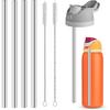 4Pcs Replacement Stainless Steel Straws Compatible with Owala Bottle 24oz 32oz Reble Straws with 2 Cleaning Brushes Metal Straw Replacement