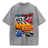 Street Woman Washed T-Shirts Supra Racing Comic Print Short Sleeve Comfortable Cotton Oversize Tops Female Clothes