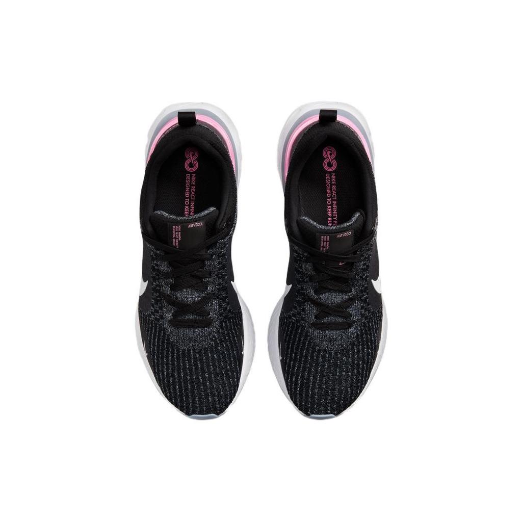 Nike React Infinity Run Flyknit 3 Черные футбольные серо-розовые мужские кроссовки DZ3014-001
