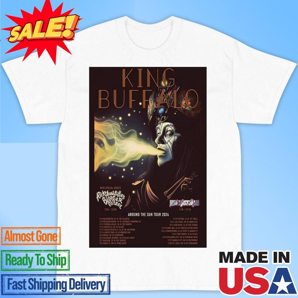 Official King Buffalo Around The Sun 2024 Tour Poster Shirt S-5XL