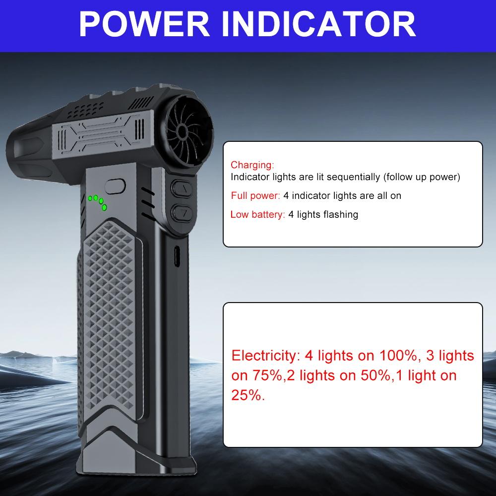 Выдув и всасывание 2 в 1 Мощный фен для волос Выдувание снега Очистка Воздуходувка Инструмент 2025 400000 об/мин Турбо-реактивный вентилятор Электрический воздушный пылесос