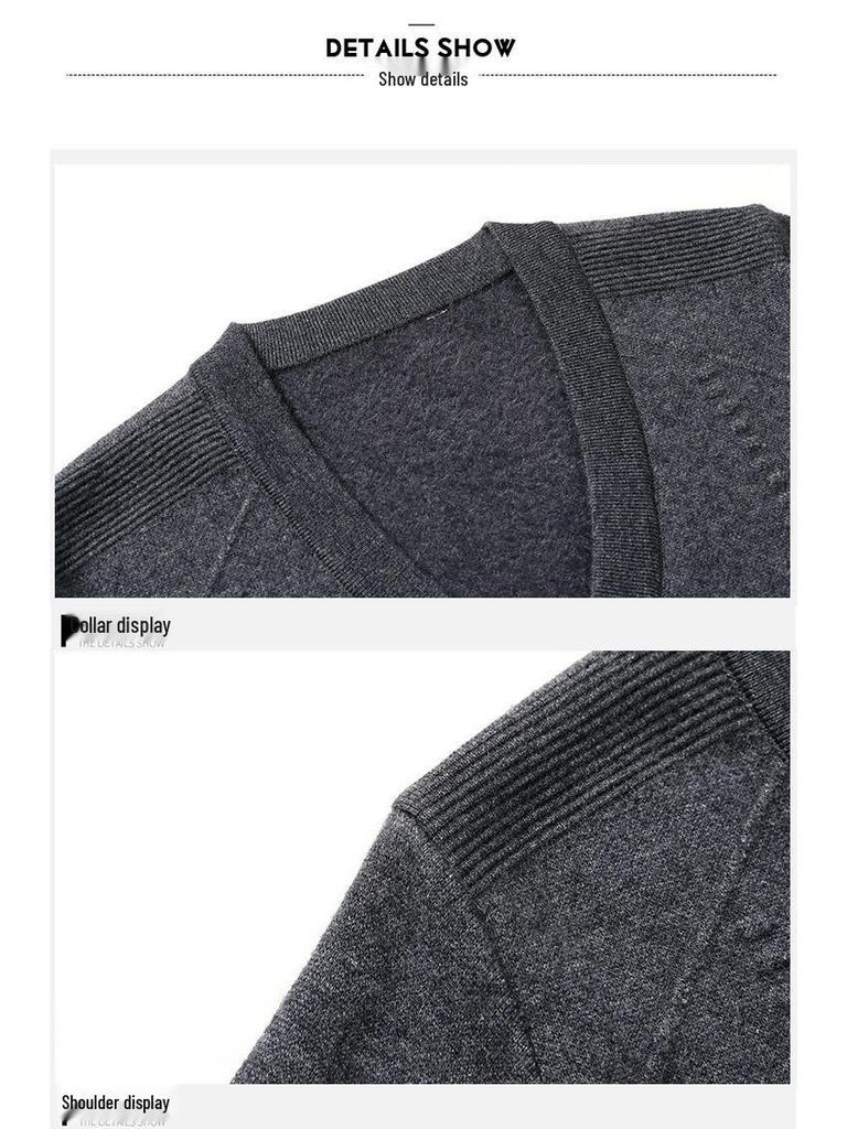 Бренд 2025 Мужской Толстый Теплый Вязаный Однобортный Кардиган - Осень/Зима