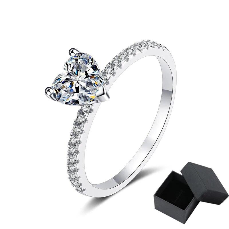 2CT кольцо-пасьянс с муассанитом в форме сердца для женщин PT950, с платиновым покрытием, 100% блестящее серебро S925, обручальное кольцо, обещание