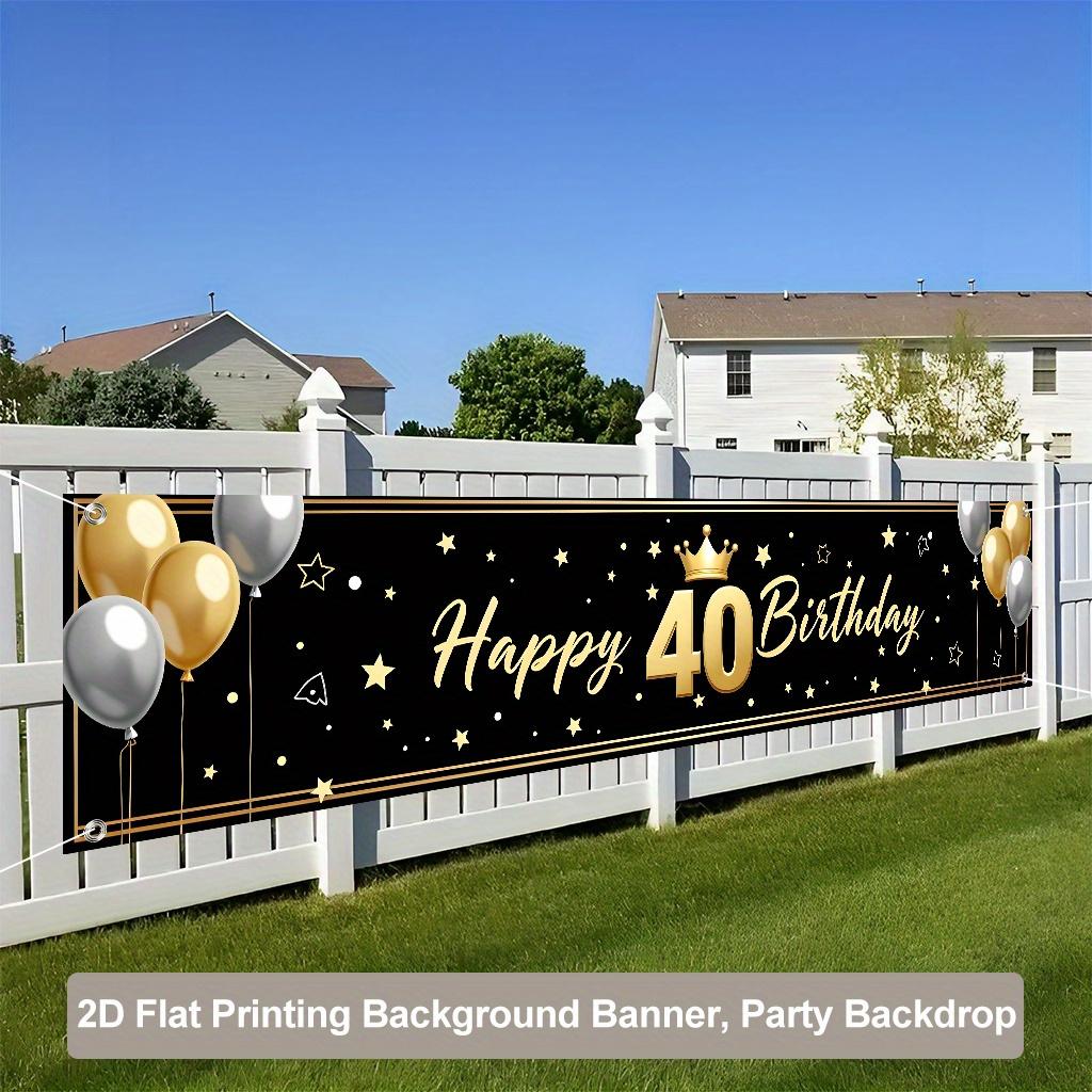 Birthday Celebration Background Banner, Colorful Happy Birthday Design, Polyester Outdoor Indoor Fence Lawn Party Decoration