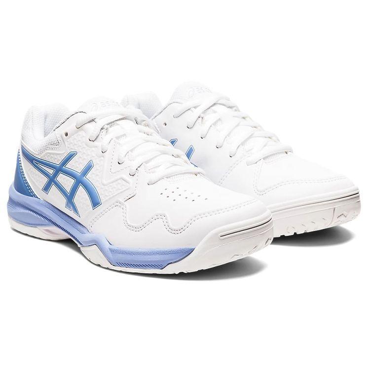 Asics Gel-Dedicate 7 Shock Absorption Low-Top Tennis Shoes Women Sneaker White Blue 1042A167-102