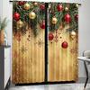 Набор из 2 штук штор с принтом рождественской елки и шара - Дизайн с кулиской, Полиэстер, Идеально подходит для гостиной, кухни, спальни и Д