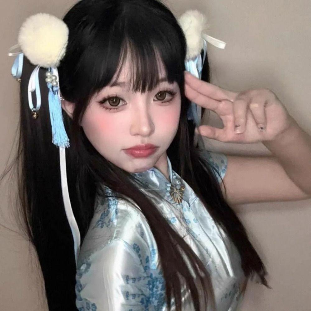 Barrettes Chun-Li Hair Bun Clip Cloth Cosplay Headwear Kawaii Chinese Style Hairpin Party