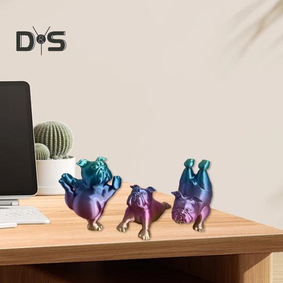3D-печатная фигурка бульдога для йоги, статуэтка собаки, скульптура животного, домашний офис, книжная полка, украшение для рабочего стола, подарки для любителей собак