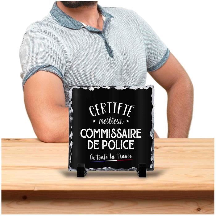 Cadre photo - Commissaire de Police - Ardoise - 15cm x 15cm - Noir