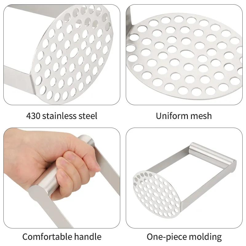 Stainless Steel Potato Masher Sweet Potato Masher Potatoes Pusher Pressed Masher Heavy Duty Kitchen Tool for Mashing Potatoes 3