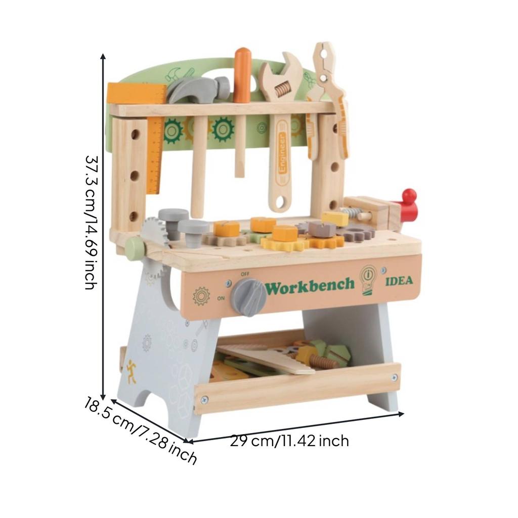 Toy Workstation with Tools Child-Centered Wooden Play Safe