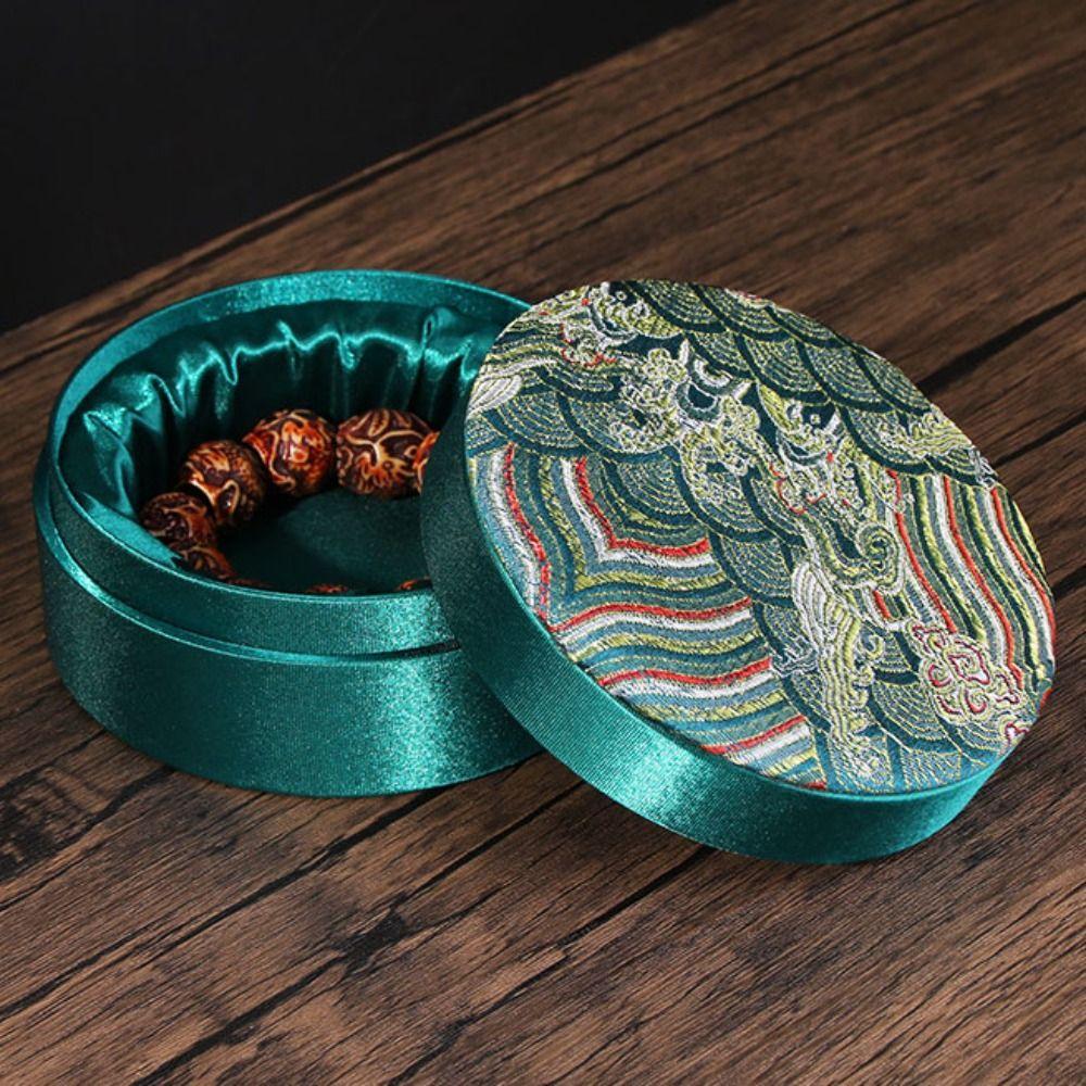 Linen Jewelry Storage Organizer Chinese Cultural Bracelet Box Bracelet Case  Living Room