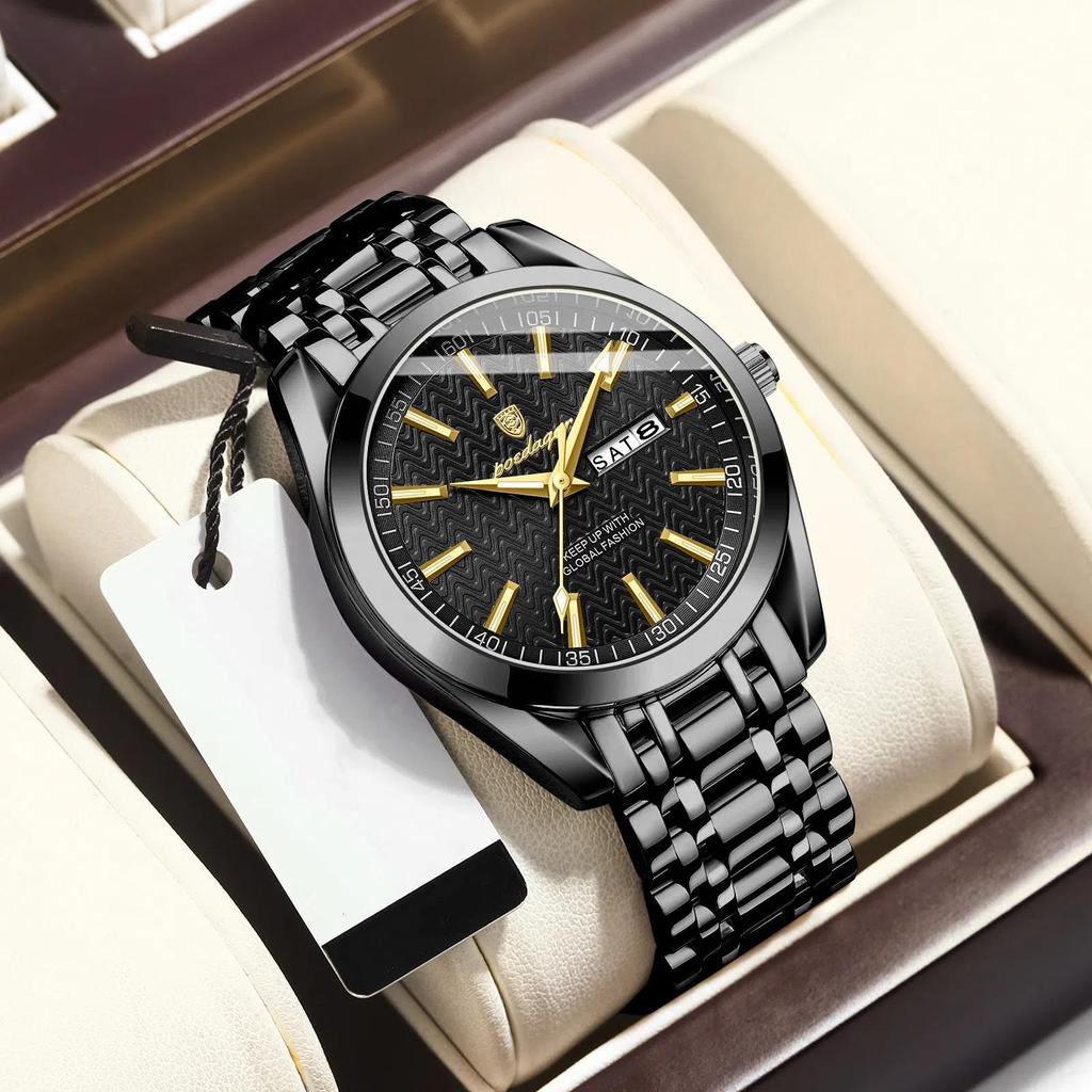 POEDAGAR Роскошные деловые мужские часы для мужчин водонепроницаемые светящиеся из нержавеющей стали дата неделя мужские кварцевые часы