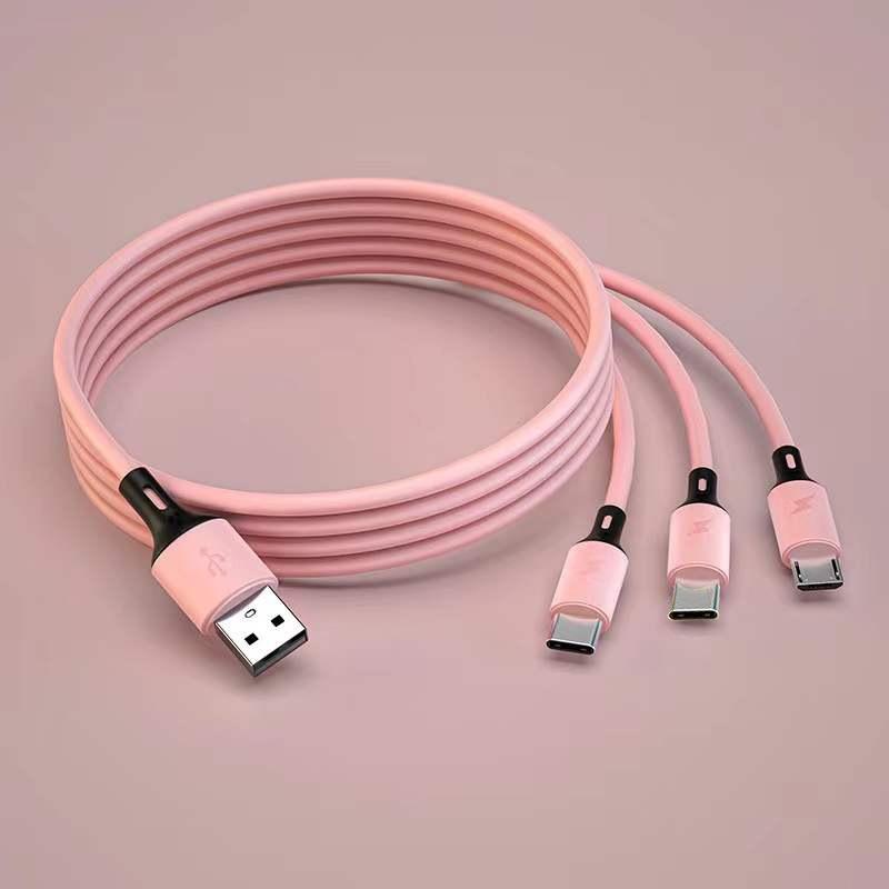 USB-кабель для зарядки GIMIRO 3 в 1. Кабель для быстрой зарядки типа C. Совместим с большинством смартфонов. 120 см, цветной.
