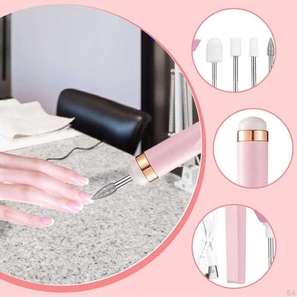 Электрический набор пилок для ногтей, компактный, с 5 насадками для акриловых гелевых ногтей, портативный