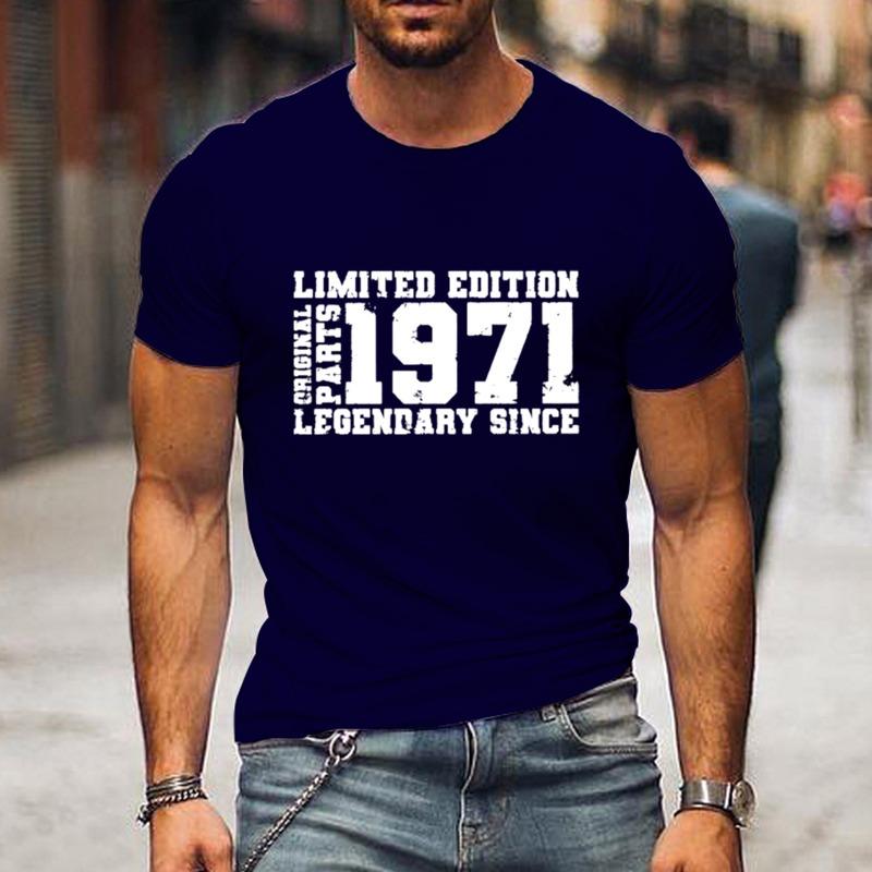 "LIMITED 1971 EDITION" Повседневная футболка с круглым вырезом и коротким рукавом для мужчин, быстросохнущая, удобная, повседневная летняя футболка с буквенным принтом