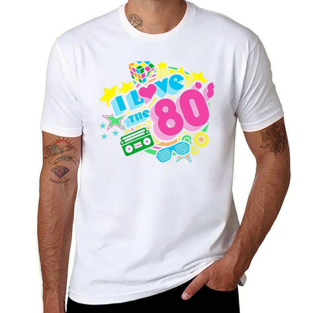 I Love The 80s Retro Eighties Pop Culture Throwback Tshirt Abstract Pattern Print Top Tshirt