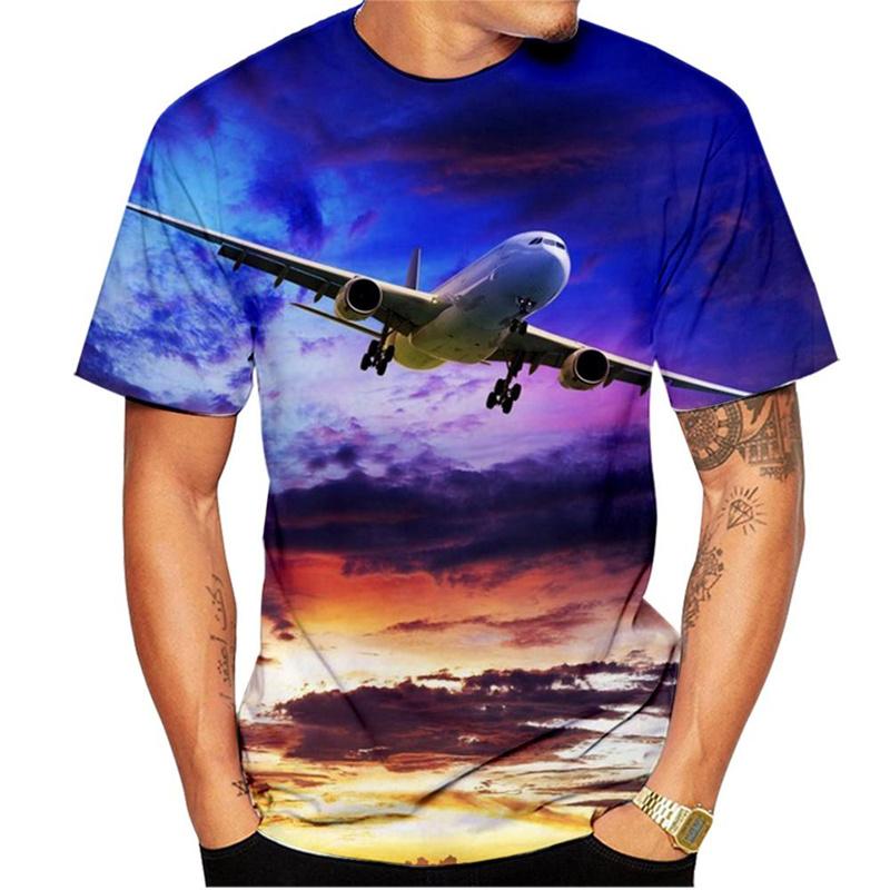 Fashion 3d Print Airplane T-shirt Men Women Casual Aircraft Graphic Short-sleeved Tees Summer Street Tops Oversized T Shirt