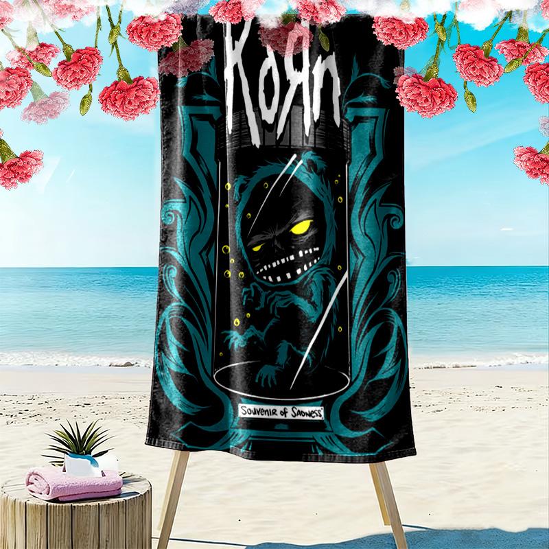 Korn 2D Flat Print Beach Towel, Large Soft Quick Dry Towel for Beach Camping SwimmingZSTJ0915060