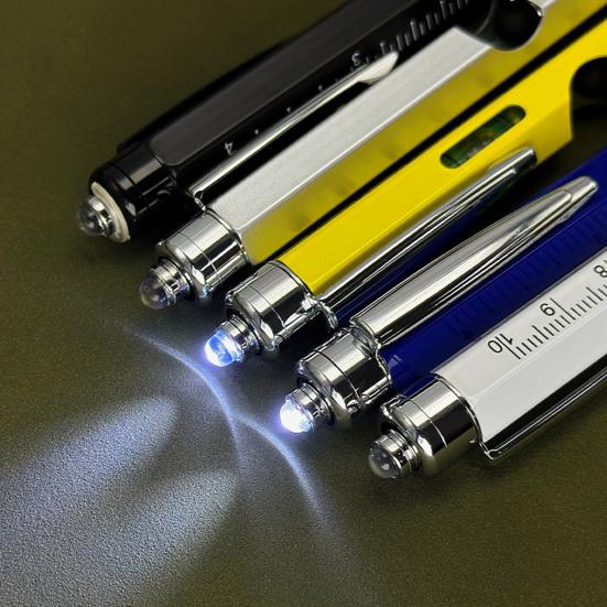 Мультитул Ручка Многофункциональные Ручки со Светодиодной Подсветкой Плоская Крестовая Отвертки Уровень Линейка Открывалка для Бутылок Стилус Крутые Гаджеты Подарки для Мужчин