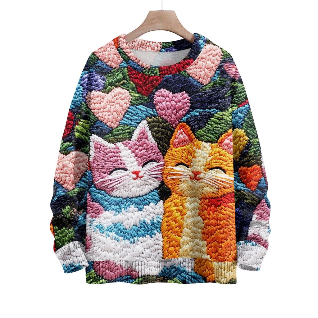 Детский модный свитер с круглым вырезом и длинным рукавом для мальчиков и девочек, вязаный свитер с милым принтом