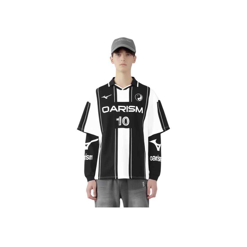 Mizuno X Oarism Коллаборация Свободный крой Ретро Футболка Капитан Кук Унисекс Футболки Обсидиан-Черный K2CC53Y1