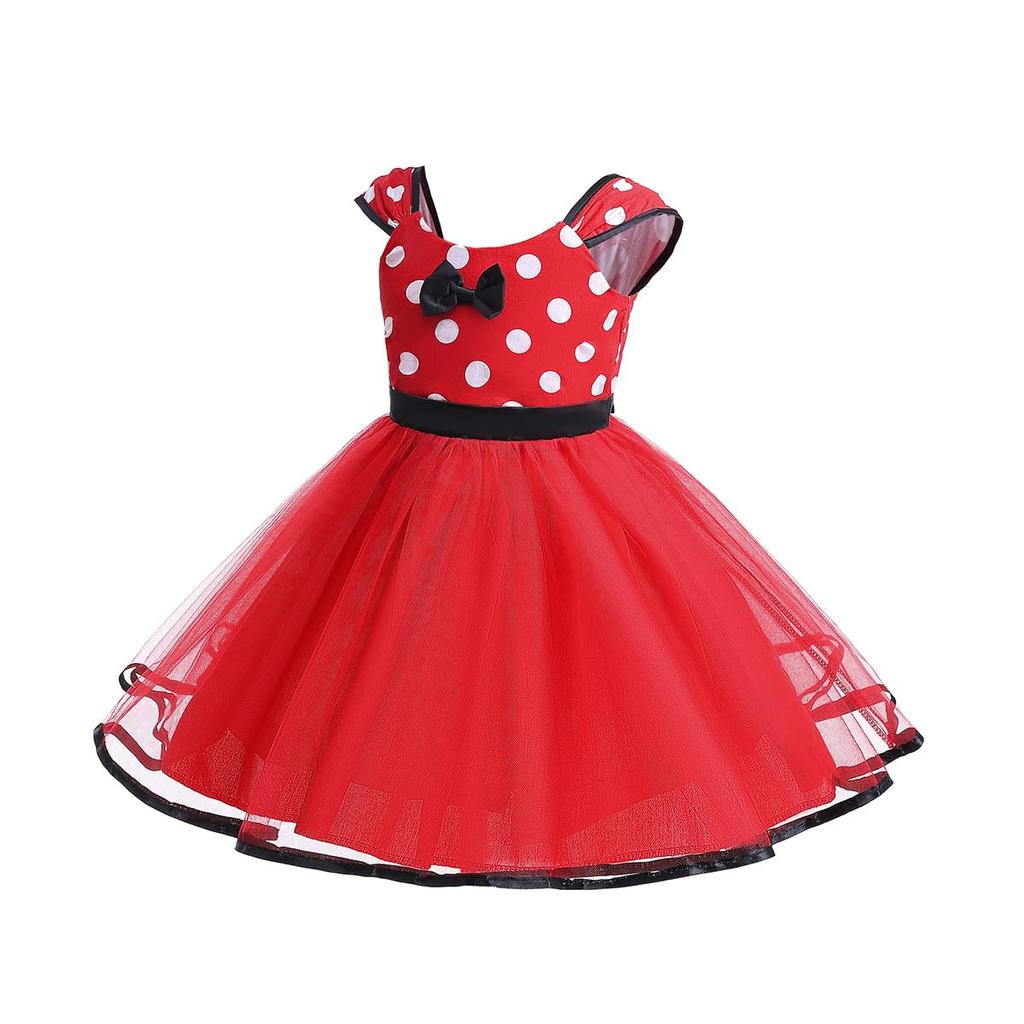 MUXIU Minnie Mouse Halloween Costume for Girls, Cute and Popular Polka Dot Skirt, Short Sleeves, Bow Tie, Party, Dance Costume, Photo Shoot,