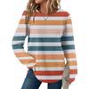 Женский полосатый топ с круглым вырезом, длинным рукавом, свободного кроя, в стиле кэжуал