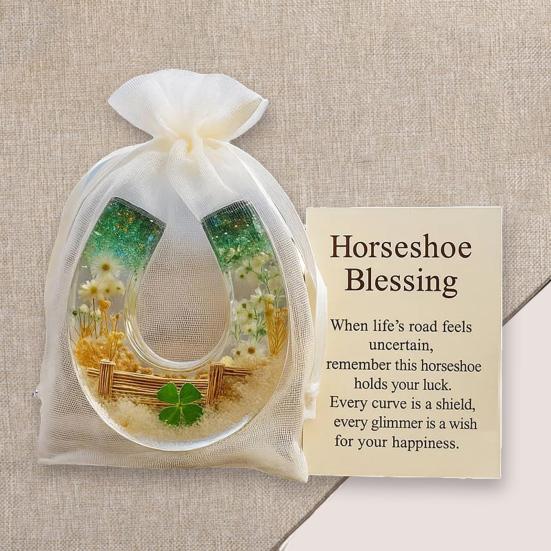 Horseshoe Blessing Pocket Hug with Positive Card Emotional Support Pocket Horseshoe Token Inspirational Lucky Horseshoe Decor Keepsake Gift