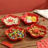 Red Flower Cream Fruit Plate Household Spitting Bone Saucer Living Room Coffee Table Dessert Cake Plate Candy Fruit Plate