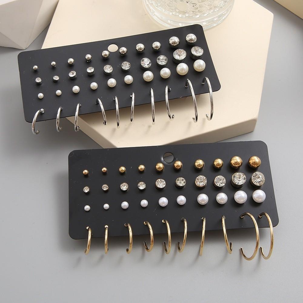 iF ME 20 пар/компл., серьги-гвоздики с цирконием, золотом и искусственным жемчугом, серебряные серьги-гвоздики с геометрическим сердцем для женщин, аксессуары, ювелирные изделия, подарок