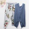 2 Pcs/Set Women Tops Pants Set Solid Color Top Deep V Neck Casual Sleeveless Floral Pattern Women Blouse Trousers Set Daily Clothes