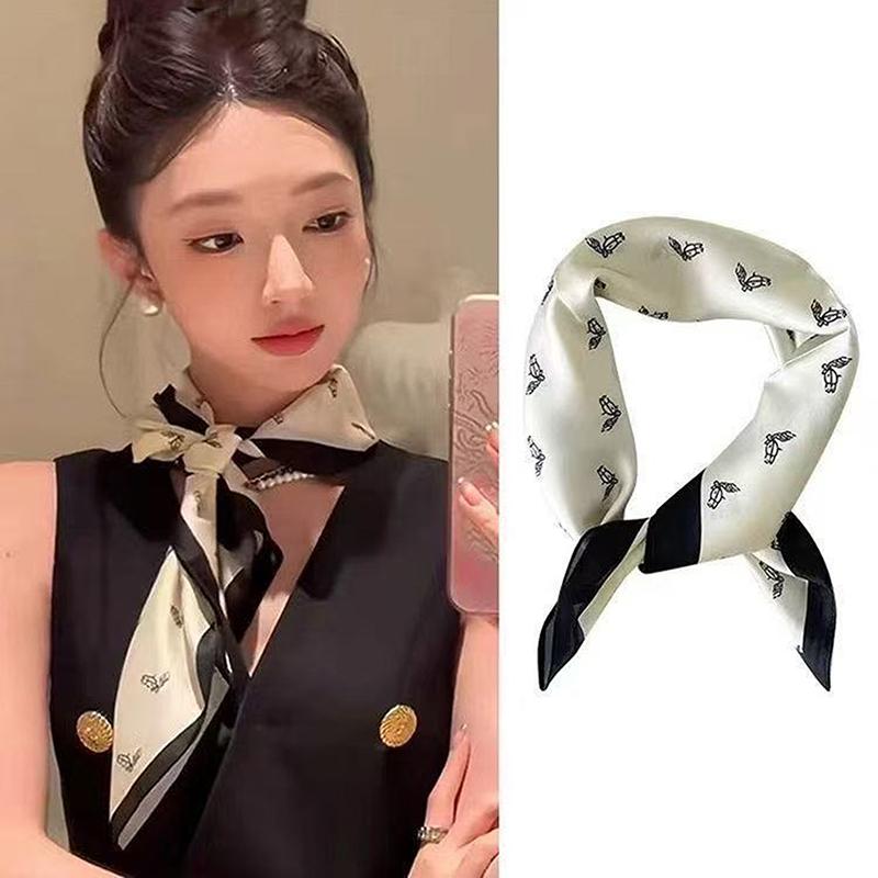 Luxury 70Cm Satin Square Silk Scarf For Women Hair Hand Neckerchief Wrist Hijab Wraps Lady Shawl Ribbon Bandana