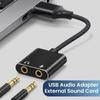USB Sound Card Adapter with 3.5mm Headphone and Microphone Jack Braided Cable External USB Audio Adapter for Windows Mac Laptop
