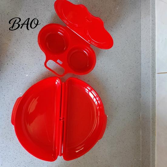 Portable Breakfast Cooking Set 2Pcs/Set Egg Poacher Omelet Pan, Plastic Non-Stick Poaching Mold Cooker, Microwave Maker for Easy Quick Cup with Handle