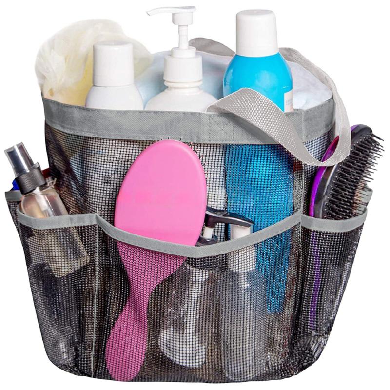 Подвесная сетчатая душевая кабина, переносная сумка-тоут для душа с 8 карманами, большая вместимость, быстросохнущий душ